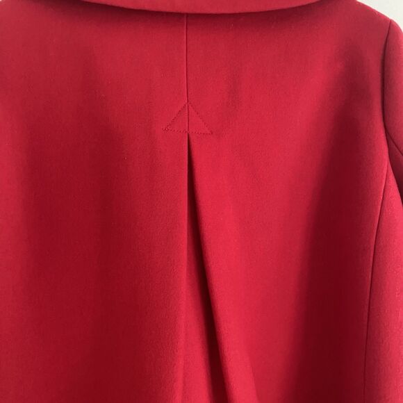 J.Crew Womens Coat Peacoat Red Cropped Wool Blend Size 6 EUC Button Up lined - Picture 4 of 13